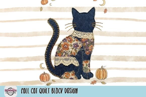 Download Fall Cat Quilt Block Design - Design Collection