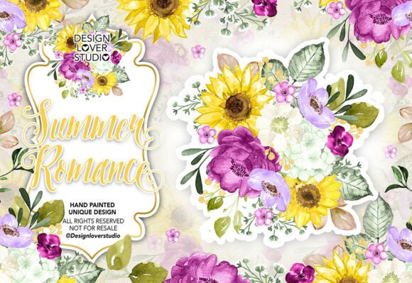 Download Watercolor SUMMER ROMANCE Design, Spring - Design Collection