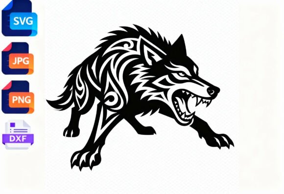 Download Tribal Wolf SVG Design Fierce Animal Art - Design Collection