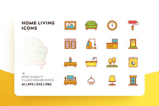 Download Home Living Filled Color Icon Pack - Home living Collection
