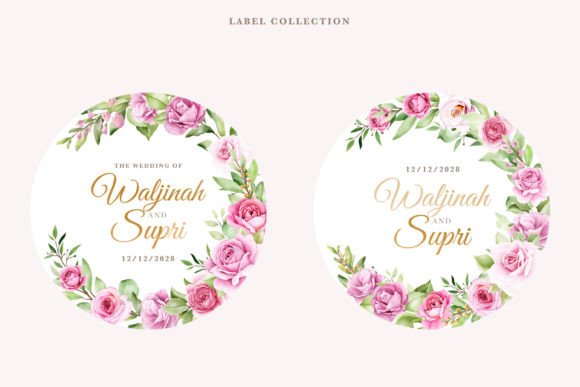 Download Watercolor Rose Label Design - Design Collection