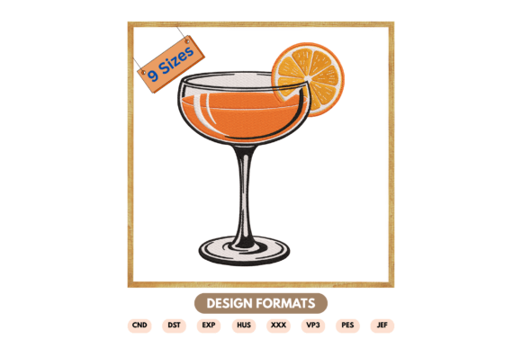Download Orange Cocktail Glass Embroidery Design - Design Collection