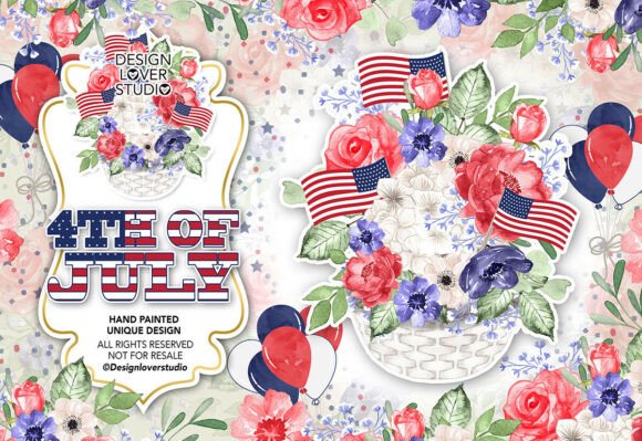 Download 4th of July Design, Watercolor Flower - Design Collection