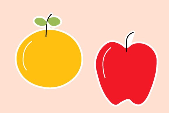 Download Orange and Apple Icon Stickers Design - Design Collection
