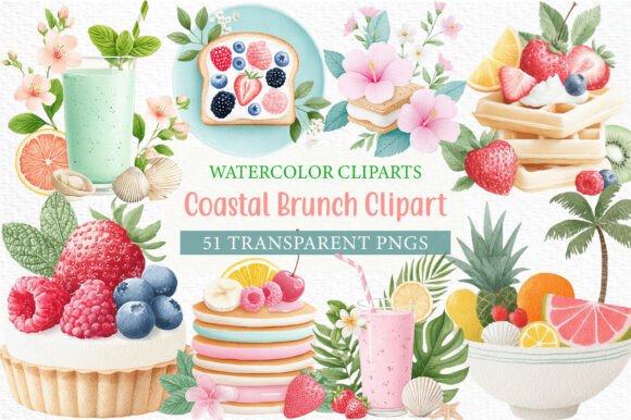 Download Watercolor Coastal Brunch Clipart - Brunch clipart Collection
