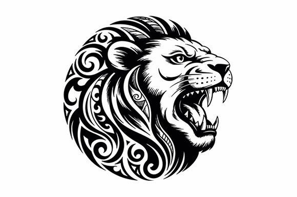 Download Tribal Lion Head SVG Design - Design Collection
