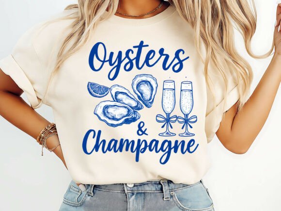 Download Oysters and Champagne T-Shirt Design - Design Collection