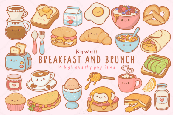 Download Kawaii Breakfast and Brunch Clipart - Brunch clipart Collection